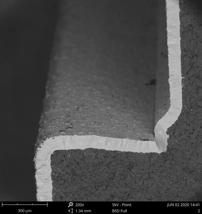 SiC coating cross-section SEM